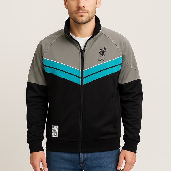 Liverpool FC Track Jacket XL You’ll Never Walk Alone Black Gray Teal - Picture 1 of 9